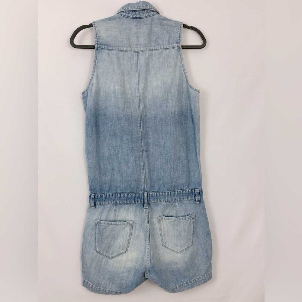 J BRAND Kayla Sleeveless Denim Romper, Montauk Snap front, Cotton Linen … - Picture 7 of 10